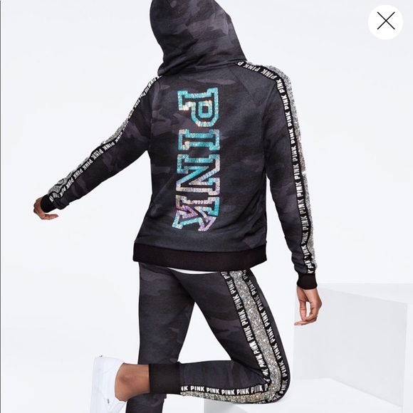 PINK Victoria's Secret Tops - Victoria’s Secret PINK Bling Black Camo Outfit